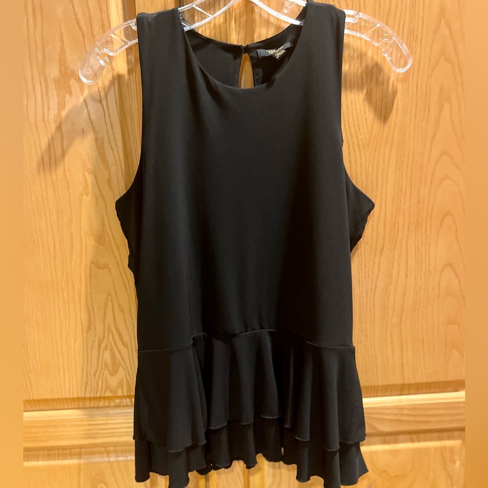 CUPIO Black Sleeveless Top Tiered Ruffles Size Medium